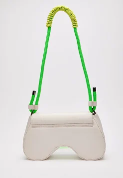 House Of Holland Saddle Bag White And Neon Green With Quilted Logo