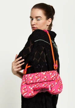 House Of Holland Saddle Pink Flame Bag With Quilted Logo
