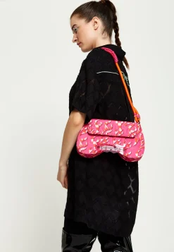 House Of Holland Saddle Pink Flame Bag With Quilted Logo