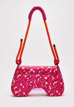 House Of Holland Saddle Pink Flame Bag With Quilted Logo