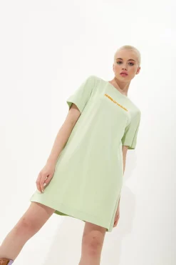 House Of Holland Sage Tencel T-Shirt Dress With Logo Embroidery