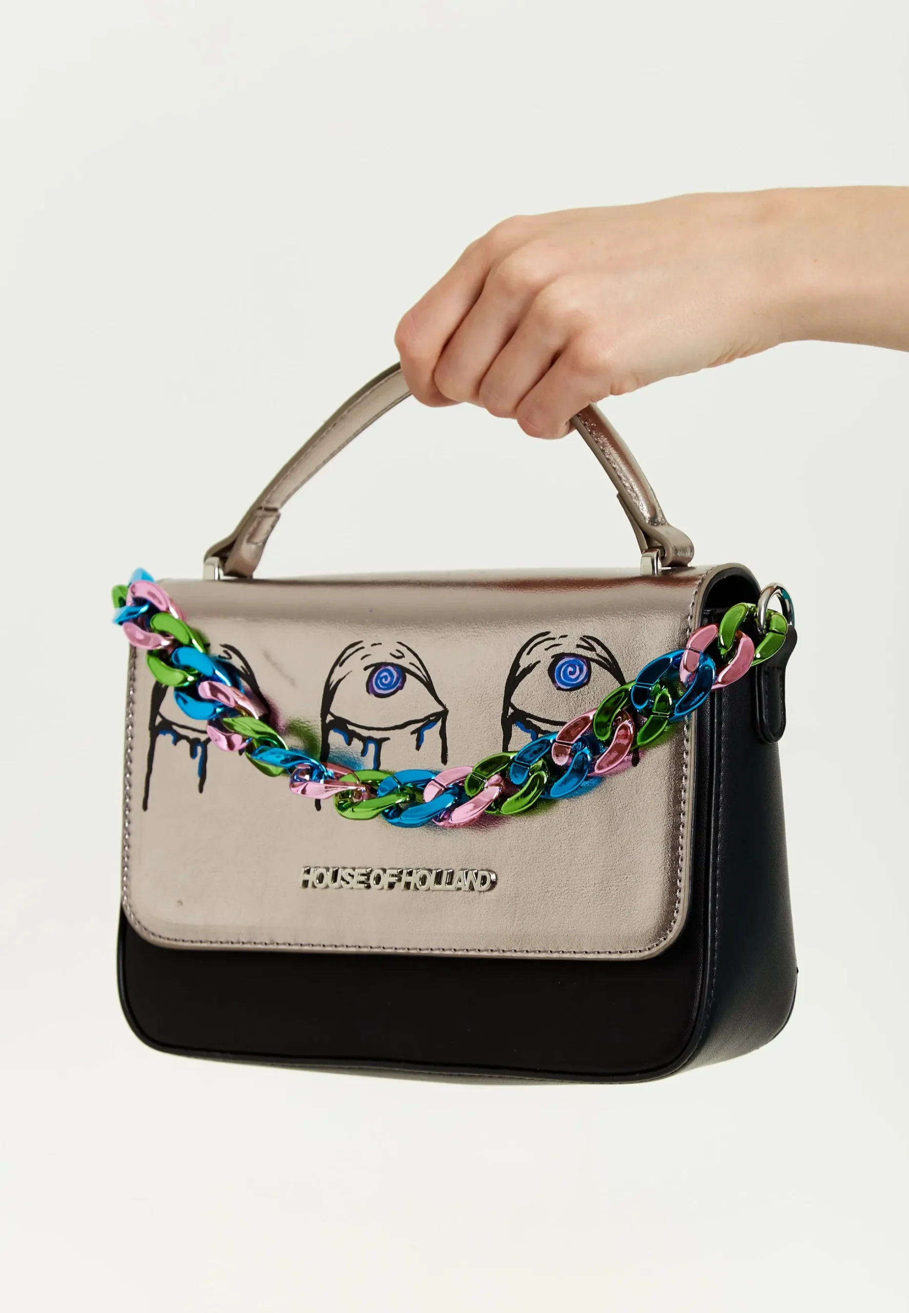 House of Holland Satchel Bag with Chain