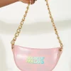 House Of Holland Shoulder Bag In Baby Pink With A Gold Chain Strap And