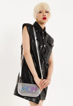 House Of Holland Silver Crossbody Bag with HOH Print