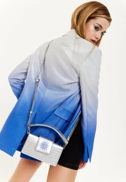 House of Holland Small Crossbody Bag in Silver with Printed Logo