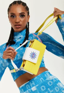 House Of Holland Small Crossbody Bag In Yellow And White With Printed