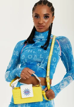House Of Holland Small Crossbody Bag In Yellow And White With Printed