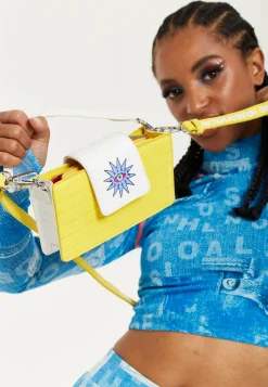 House Of Holland Small Crossbody Bag In Yellow And White With Printed