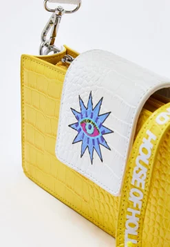 House Of Holland Small Crossbody Bag In Yellow And White With Printed