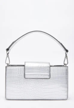 House of Holland Small Crossbody Bag in Silver with Printed Logo