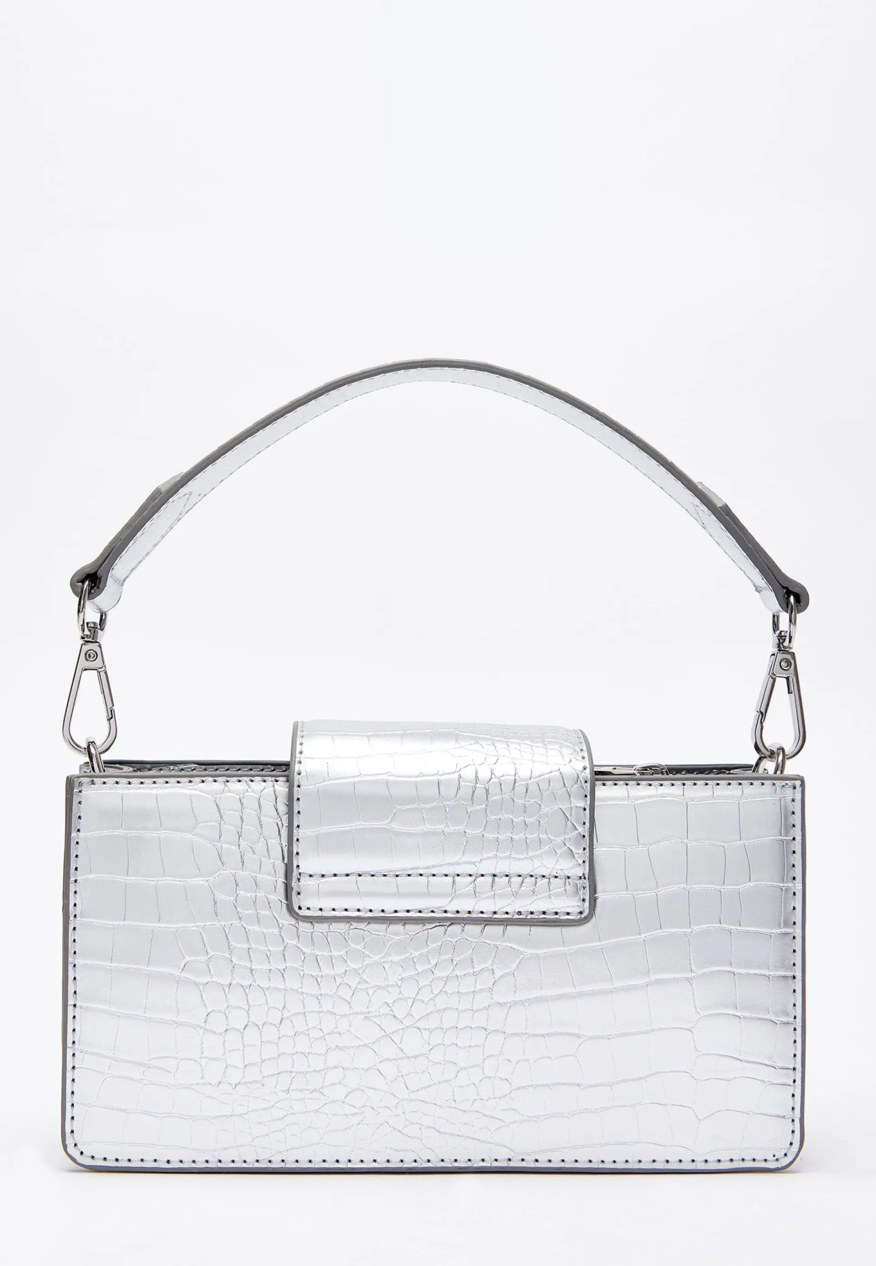 House of Holland Small Crossbody Bag in Silver with Printed Logo