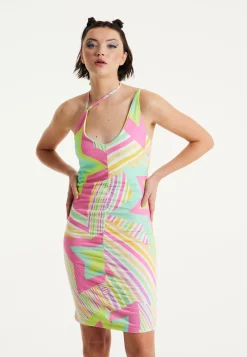 House Of Holland Star Print Jersey Mini Dress With Open Back