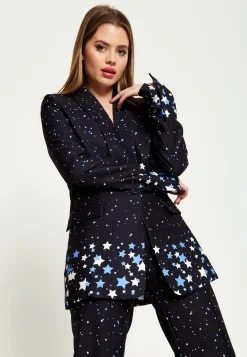 House Of Holland Star Print Blazer In Black