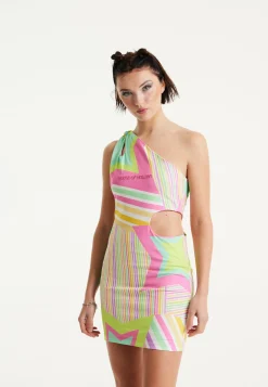 House Of Holland Star Print Mini Jersey Dress With Cut Out