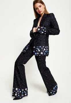 House Of Holland Star Print Blazer In Black