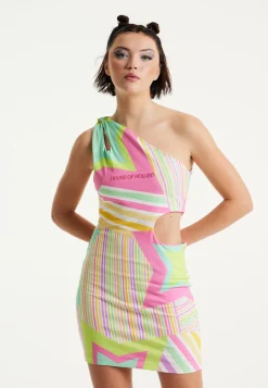 House Of Holland Star Print Mini Jersey Dress With Cut Out
