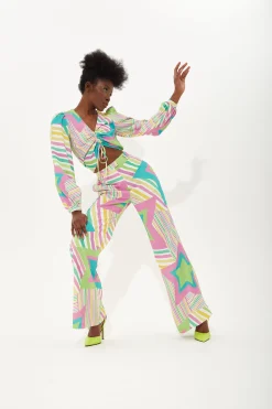 House of Holland Star Print Wide Leg Trousers