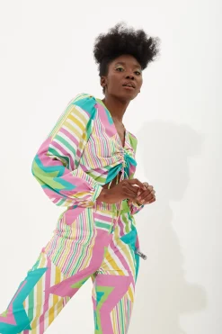 House of Holland Star Print Top with a Gathered Front