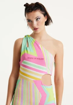House Of Holland Star Print Mini Jersey Dress With Cut Out