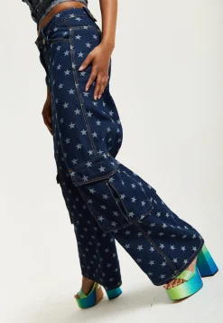 House of Holland Star Print Cargo Jeans
