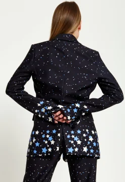 House Of Holland Star Print Blazer In Black