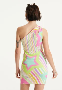 House Of Holland Star Print Mini Jersey Dress With Cut Out