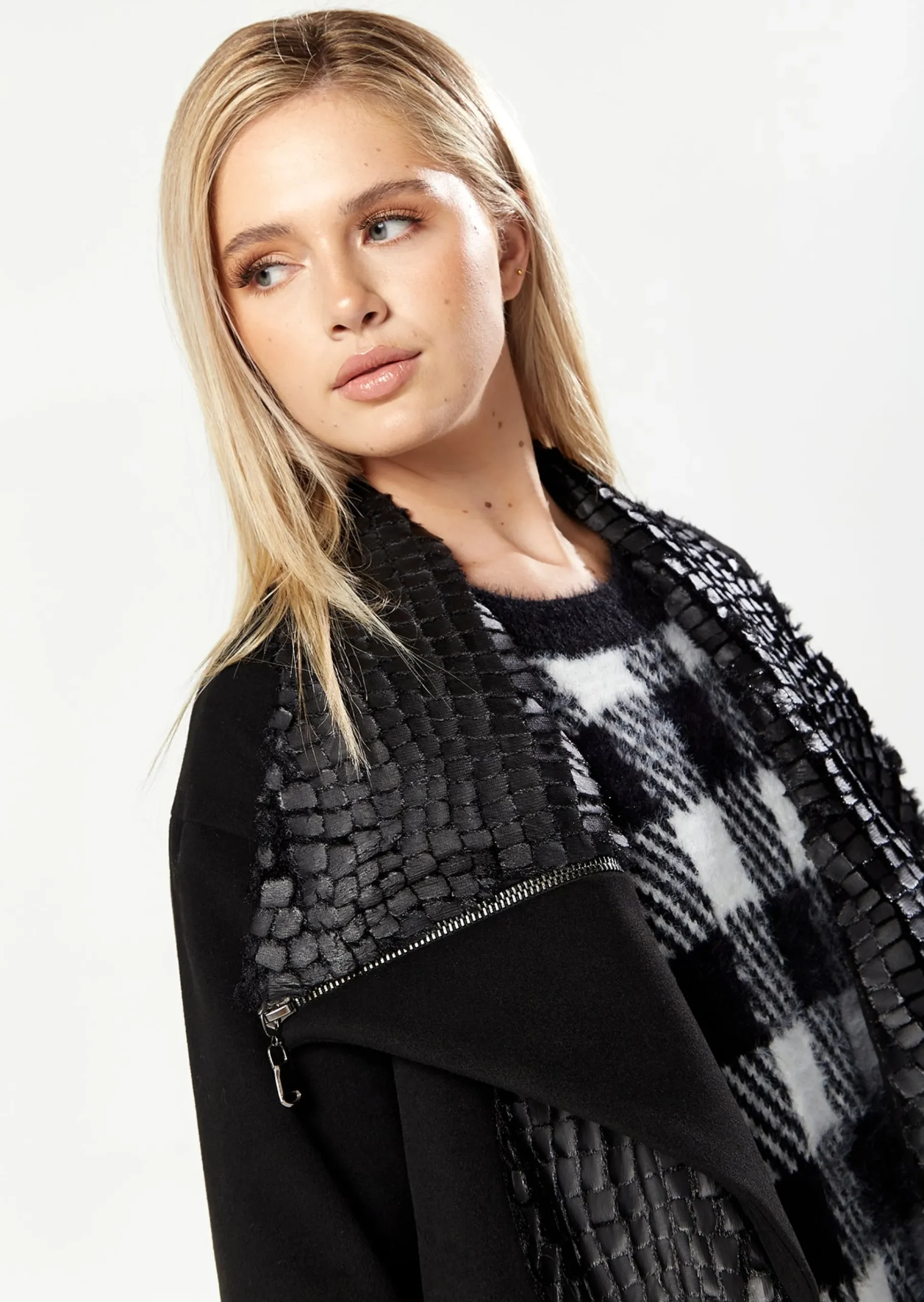 House Of Holland Statement Collar Coat In Black
