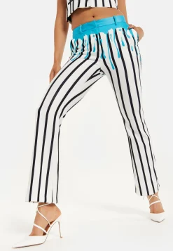 HOUSE OF HOLLAND STRIPE BLUE DRIP PRINTED TROUSERS