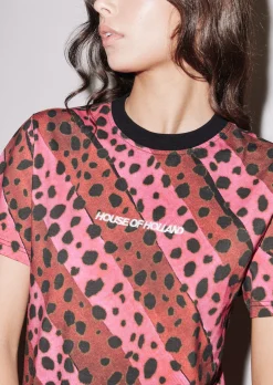House of Holland Stripe Cheetah Tee