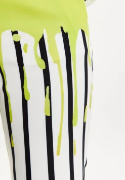 House Of Holland Stripe Monochrome Acid Green Splash Trousers
