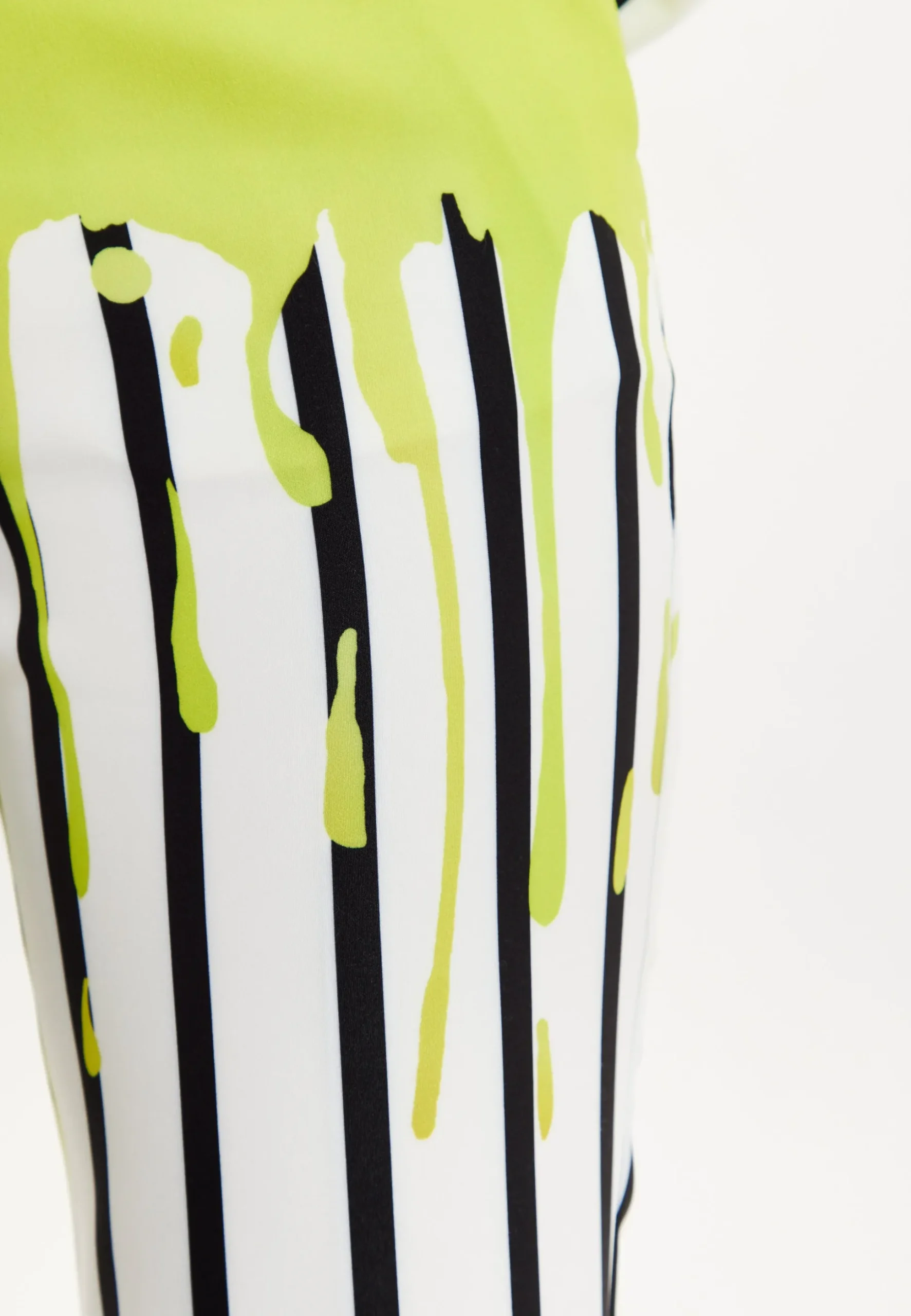 House Of Holland Stripe Monochrome Acid Green Splash Trousers