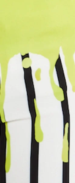 House Of Holland Stripe Monochrome Acid Green Splash Trousers