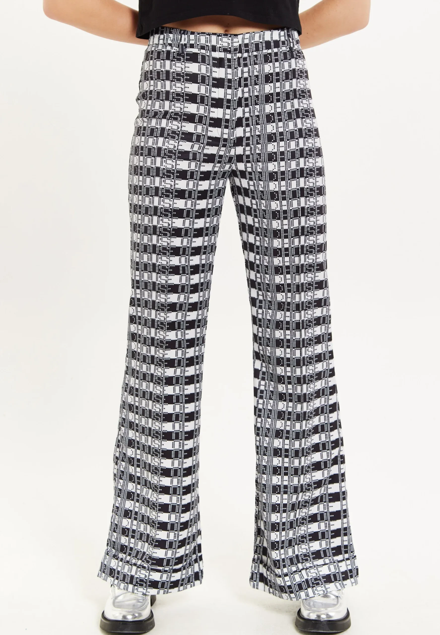 House Of Holland Striped and Logo Printed Trousers in Black and White