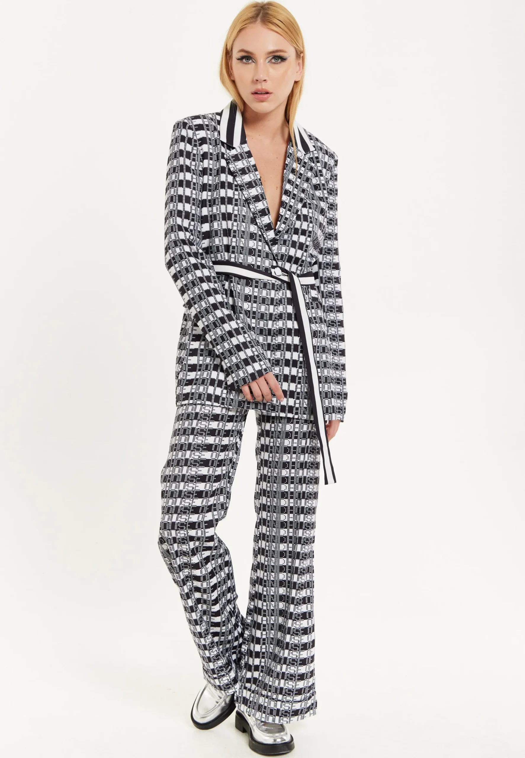 House Of Holland Striped Blazer With Eye Embroidery Back