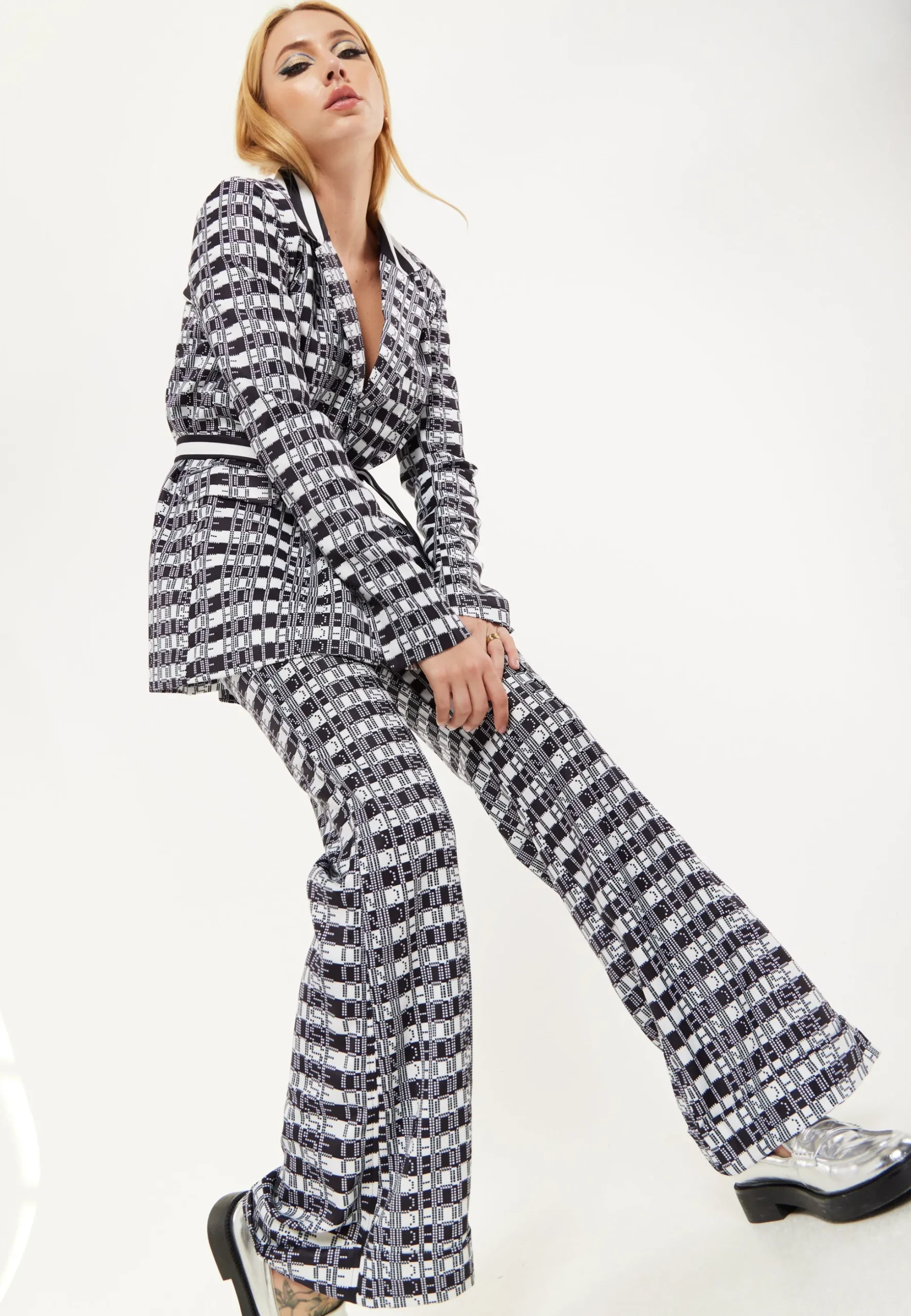 House Of Holland Striped Blazer With Eye Embroidery Back