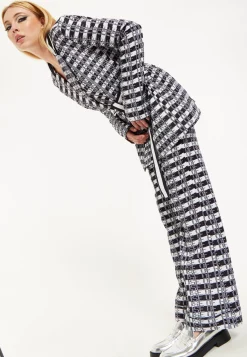 House Of Holland Striped and Logo Printed Trousers in Black and White