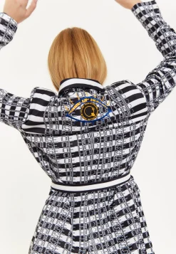 House Of Holland Striped Blazer With Eye Embroidery Back