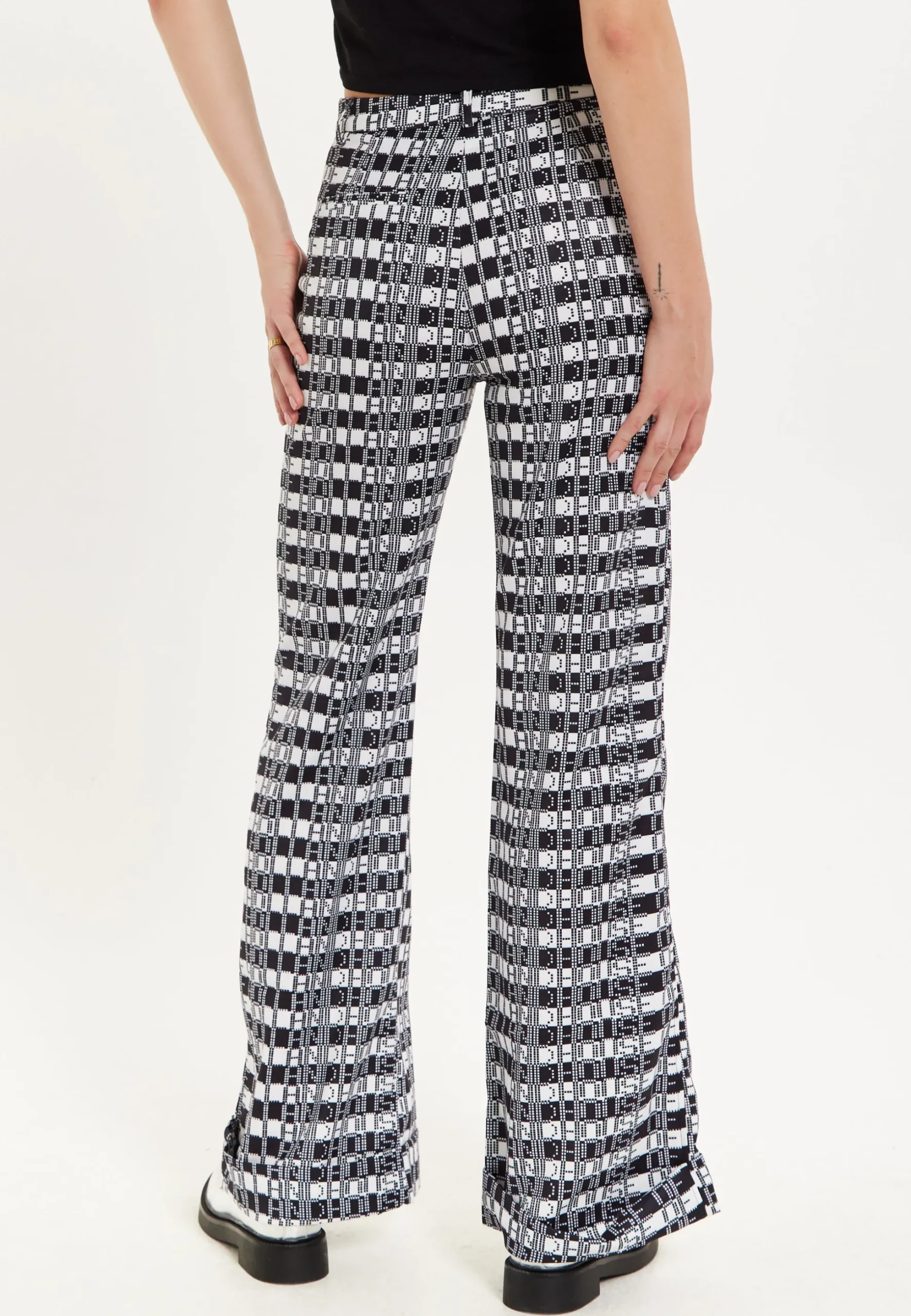 House Of Holland Striped and Logo Printed Trousers in Black and White