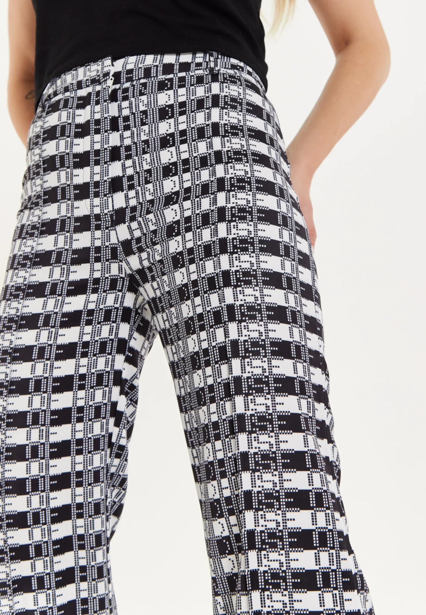 House Of Holland Striped and Logo Printed Trousers in Black and White