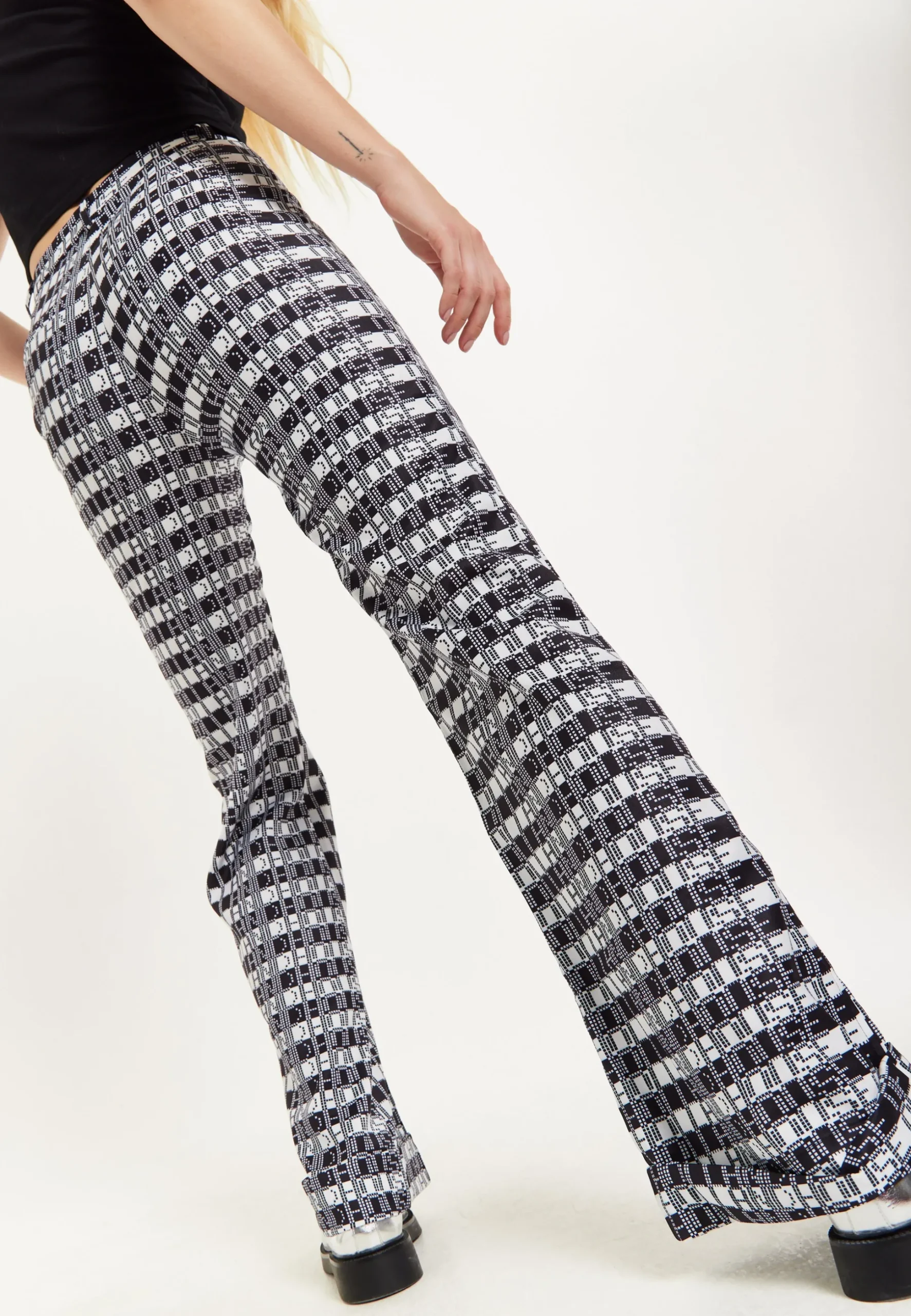 House Of Holland Striped and Logo Printed Trousers in Black and White