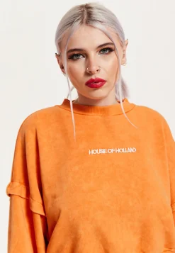 House of Holland Sweatshirt in Orange with an Embroidered Logo
