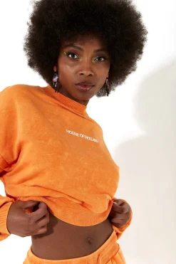 House of Holland Sweatshirt in Orange with an Embroidered Logo