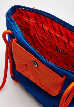 House Of Holland Tote Bag With Quilted Logo In Orange And Royal Blue