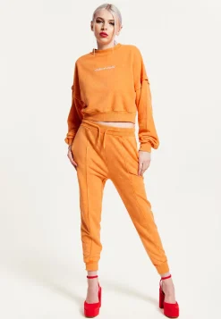 House of Holland Tracksuit Bottoms in Orange with a Drawstring Waist