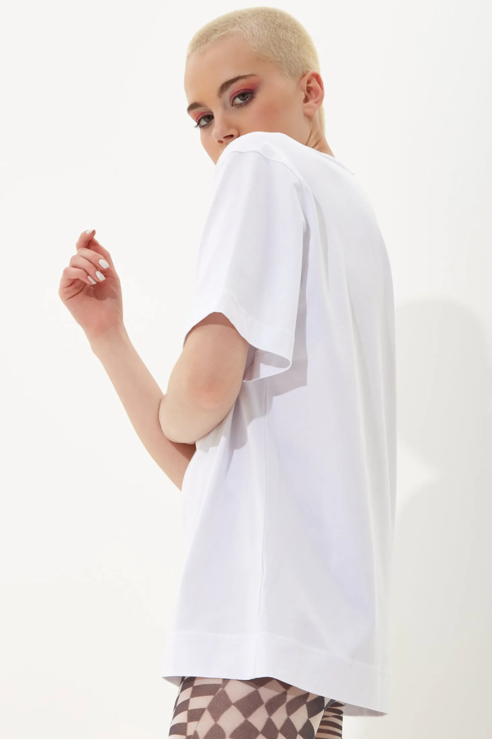 House Of Holland Unisex White T-Shirt With Shimmer Rainbow Transfer Pr