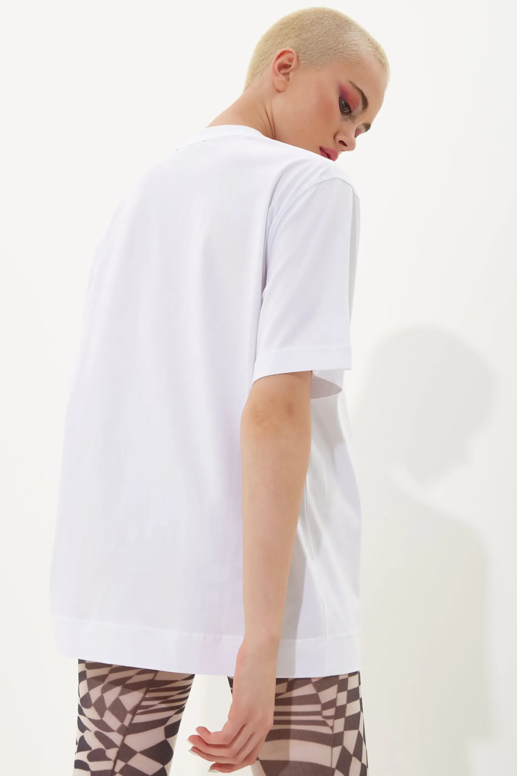 House Of Holland Unisex White T-Shirt With Shimmer Rainbow Transfer Pr