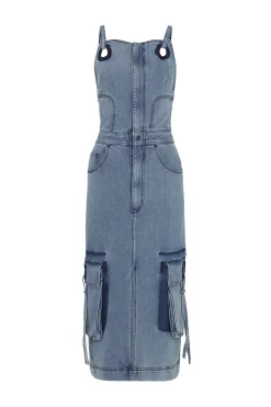House of Holland Utility Denim Midi Dress