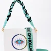 House Of Holland White Crossbody Bag with Printed Logo and Plait Handl