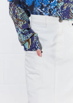 House of Holland White Denim Midi Skirt
