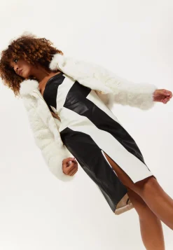 House of Holland White Faux Fur Cropped Jacket